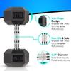 Gymnastics Power Hex Dumbbells 15 LB Pair Exercise & Fitness Weights Dumbbell for Women and Men 15 Pound Free Weights Set view 2