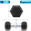 Gymnastics Power Hex Dumbbells 15 LB Pair Exercise & Fitness Weights Dumbbell for Women and Men 15 Pound Free Weights Set view 4