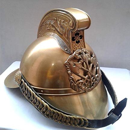 Antique Medieval Vintage Fireman Firefighter Standard Brown Helmet Replica