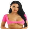 Lejafay Women's Mesh Belly Dance Upper Bolero Crop Top Open Bust Mesh T-Shirt Blouse Tops Hot Pink One Size view 4