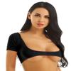 Lejafay Women's Mesh Belly Dance Upper Bolero Crop Top Open Bust Mesh T-Shirt Blouse Tops Black One Size view 2