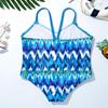 Hansber Kids Girls Tie Dye Swimwear One Piece Boho Printed Tankini Leotard Swimsuit Cami Beachwear Lake_Blue 4 view 4