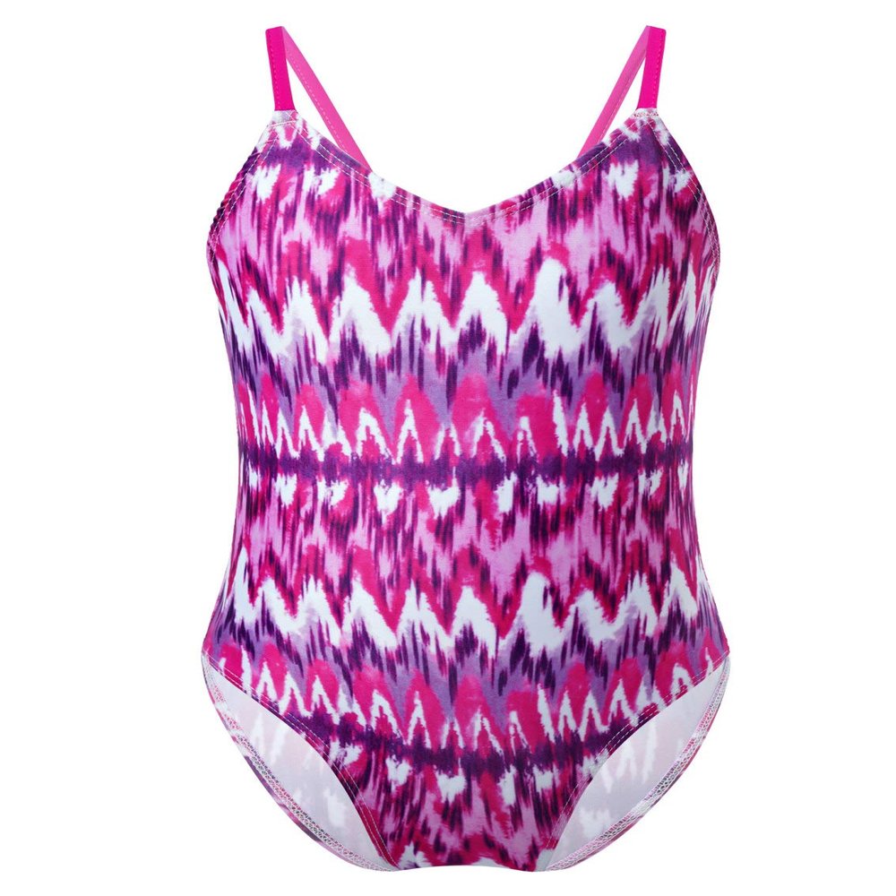 Hansber Kids Girls Tie Dye Swimwear One Piece Boho Printed Tankini Leotard Swimsuit Cami Beachwear Rose_Red 4