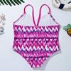 Hansber Kids Girls Tie Dye Swimwear One Piece Boho Printed Tankini Leotard Swimsuit Cami Beachwear Rose_Red 4 view 4