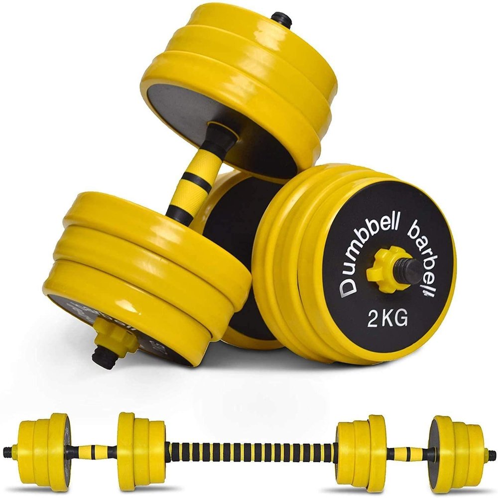 FUXION Adjustable Dumbbell Barbell, 22/44/66 lbs 3-in-1 Sets, Non-Slip Neoprene Hand Weights for Home Gym Yoga Pilates Workout