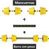 FUXION Adjustable Dumbbell Barbell, 22/44/66 lbs 3-in-1 Sets, Non-Slip Neoprene Hand Weights for Home Gym Yoga Pilates Workout view 2