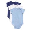 123 Bear Baby Cotton Spandex Short-Sleeve bodysuits unisex boy girl (Blue 3pk, Newborn) view 1