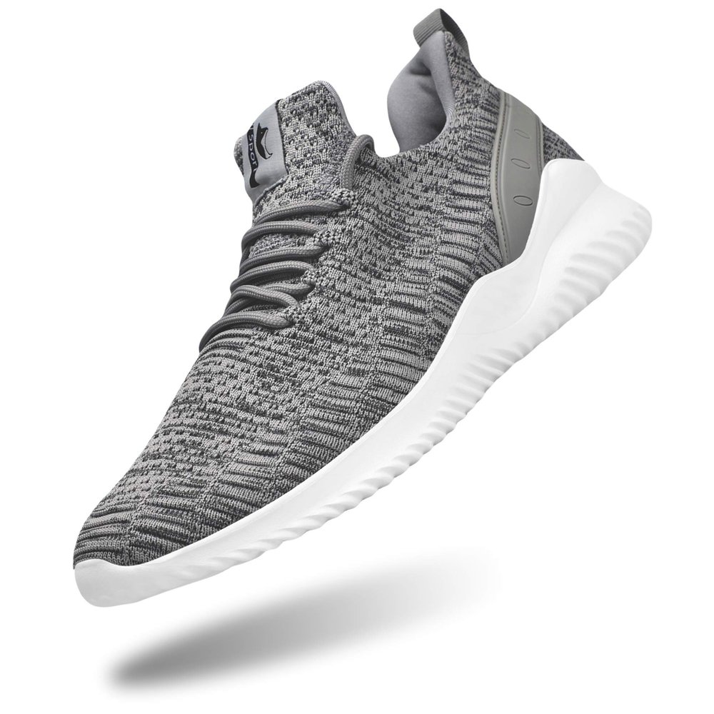 Athletic Walking Shoes for Men- Slip On Sneakers Non Slip Lightweight Breathable Mesh for Indoor Outdoor Gym Travel Work Casual Tennis Running Shoes Mix Grey 7.5