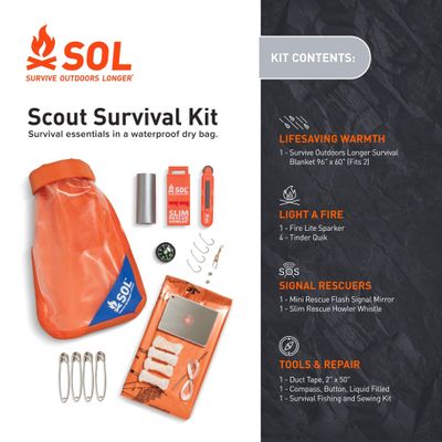 S.O.L. Survive Outdoors Longer 2 Set S.O.L. Waterproof Scout Survival Kit