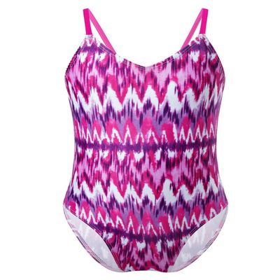 Hansber Kids Girls Tie Dye Swimwear One Piece Boho Printed Tankini Leotard Swimsuit Cami Beachwear Rose_Red 3T