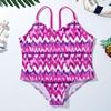 Hansber Kids Girls Tie Dye Swimwear One Piece Boho Printed Tankini Leotard Swimsuit Cami Beachwear Rose_Red 3T view 3