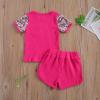 6M-4T Toddler Baby Girl Summer Clothes Set Cool Sequins T-Shirts Tees Tops Short Pants 2PCS Baby Girl Outfit Set (Rose, 6-12 Months) view 2