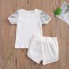 6M-4T Toddler Baby Girl Summer Clothes Set Cool Sequins T-Shirts Tees Tops Short Pants 2PCS Baby Girl Outfit Set (White, 6-12 Months) view 2
