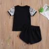 6M-4T Toddler Baby Girl Summer Clothes Set Cool Sequins T-Shirts Tees Tops Short Pants 2PCS Baby Girl Outfit Set (Black, 2T-3T) view 2
