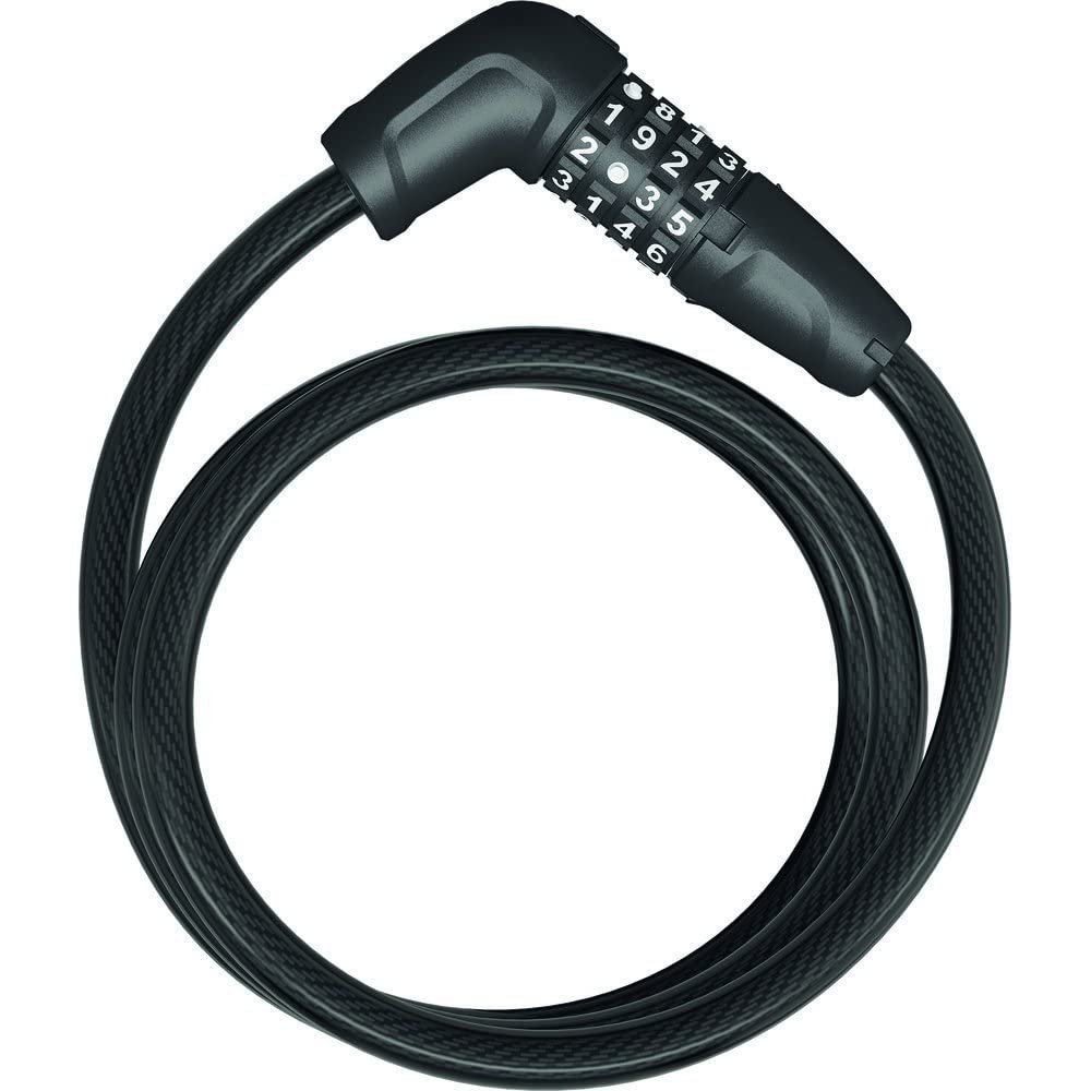 ABUS Tresor 6412C Cable Lock - Combination Lock, Individually Adjustable - Steel Cable with Plastic Coating - ABUS Security Level 4-120 cm, Black