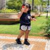 6M-4T Toddler Baby Girl Summer Clothes Set Cool Sequins T-Shirts Tees Tops Short Pants 2PCS Baby Girl Outfit Set (Black, 12-18 Months) view 3