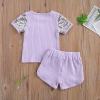 6M-4T Toddler Baby Girl Summer Clothes Set Cool Sequins T-Shirts Tees Tops Short Pants 2PCS Baby Girl Outfit Set (Purple, 6-12 Months) view 2