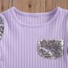 6M-4T Toddler Baby Girl Summer Clothes Set Cool Sequins T-Shirts Tees Tops Short Pants 2PCS Baby Girl Outfit Set (Purple, 6-12 Months) view 4