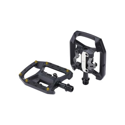 BBB Cycling Trail Bike Dual Function Pedals with Cleats SPD & Flat 9/16" Durable Aluminium Anti-Slip Adjustable Tension for MTB Urban Electric Bike DualChoice Trail BPD-62,Matt Black