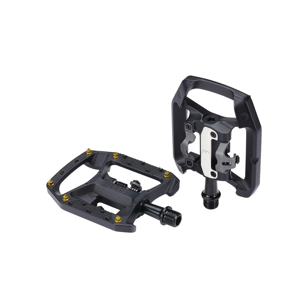 BBB Cycling Trail Bike Dual Function Pedals with Cleats SPD & Flat 9/16" Durable Aluminium Anti-Slip Adjustable Tension for MTB Urban Electric Bike DualChoice Trail BPD-62,Matt Black