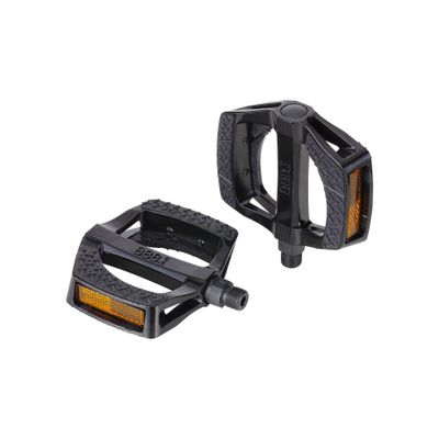 BBB Cycling Bike Pedals Flat 9/16" I City Bike Pedal with Reflectors and Anti-Slip I Lightweight and Durable Bicycle Pedals for Urban and Electric Bikes I ErgoRide BPD-46