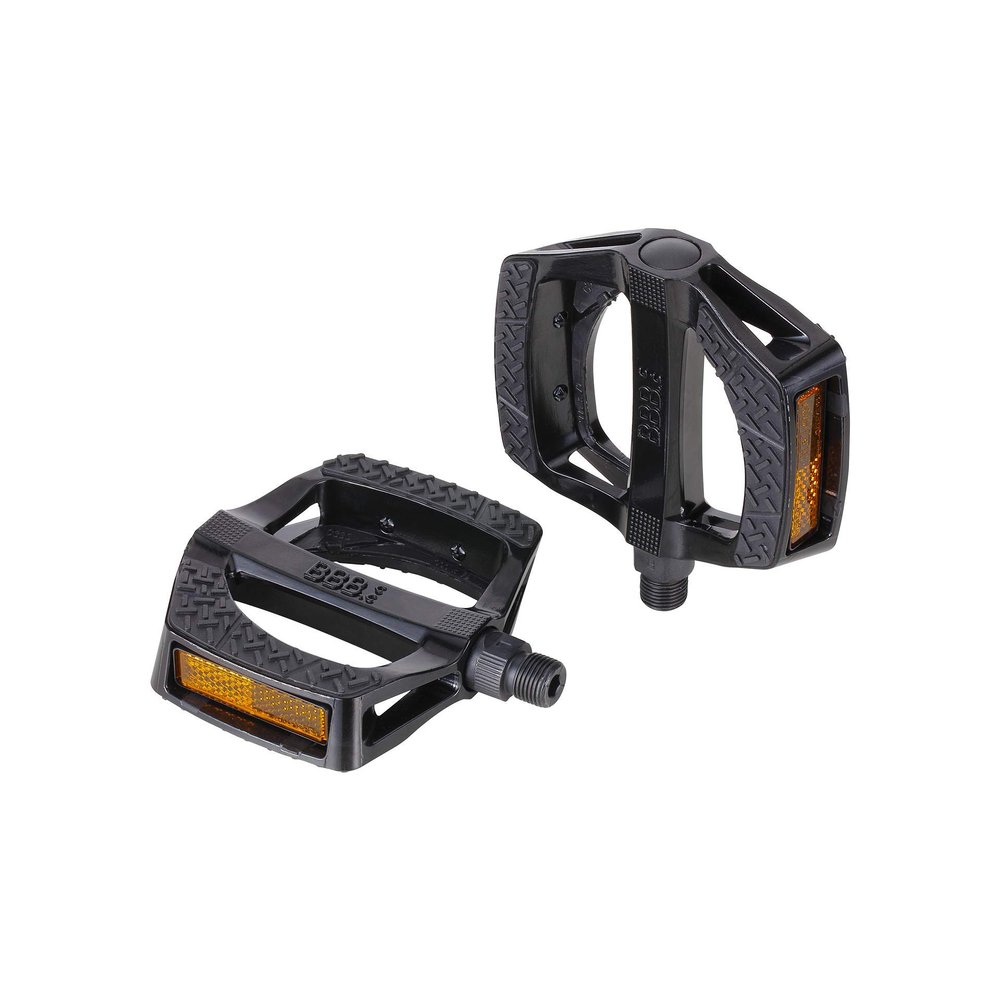BBB Cycling Bike Pedals Flat 9/16" I City Bike Pedal with Reflectors and Anti-Slip I Lightweight and Durable Bicycle Pedals for Urban and Electric Bikes I ErgoRide BPD-46