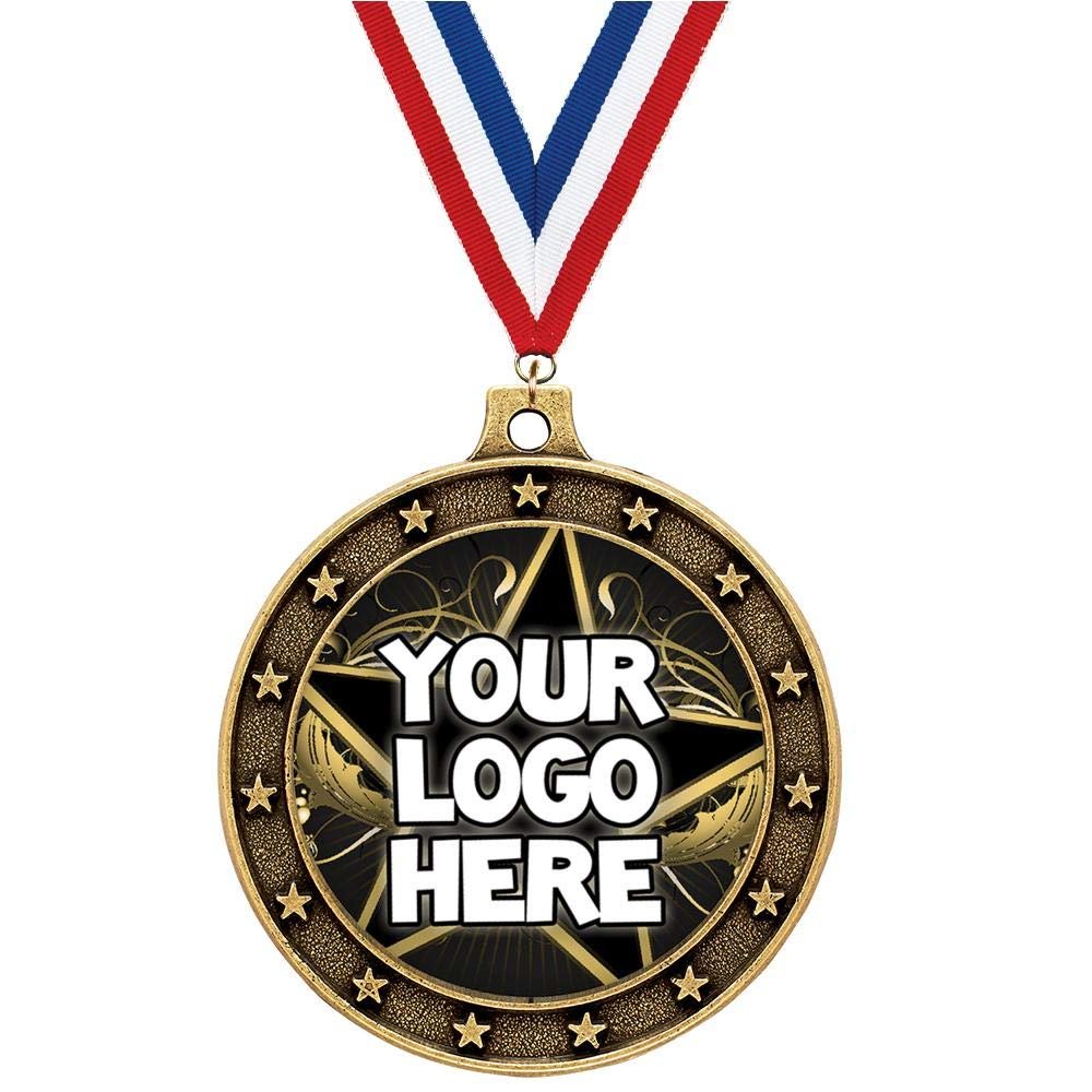 Custom Award Medal, 1 3/4" Upload Your Own Design Medal, 100 Pack