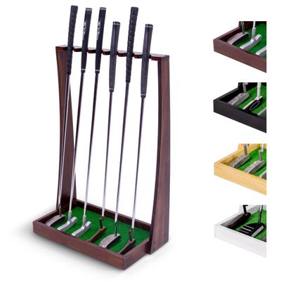 GoSports Premium Wooden Golf Putter Stand - Indoor Display Rack - Holds 6 Clubs