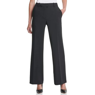 DKNY Fixed Waist Wide Leg Pant,Black,14