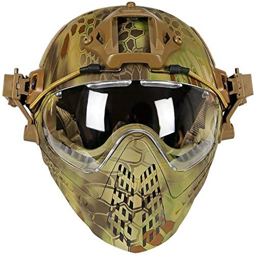PJ Tactical Fast Helmet, Pilot Protective Helmet, Airsoft Paintball Helmet with Removable mask and Goggles
