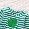 St. Patricks Day Toddler Girl Outfit Clover Long Sleeves Toddler Girl St. Patricks Day Dress Clothes + Headband (Green, 3-4T) view 4