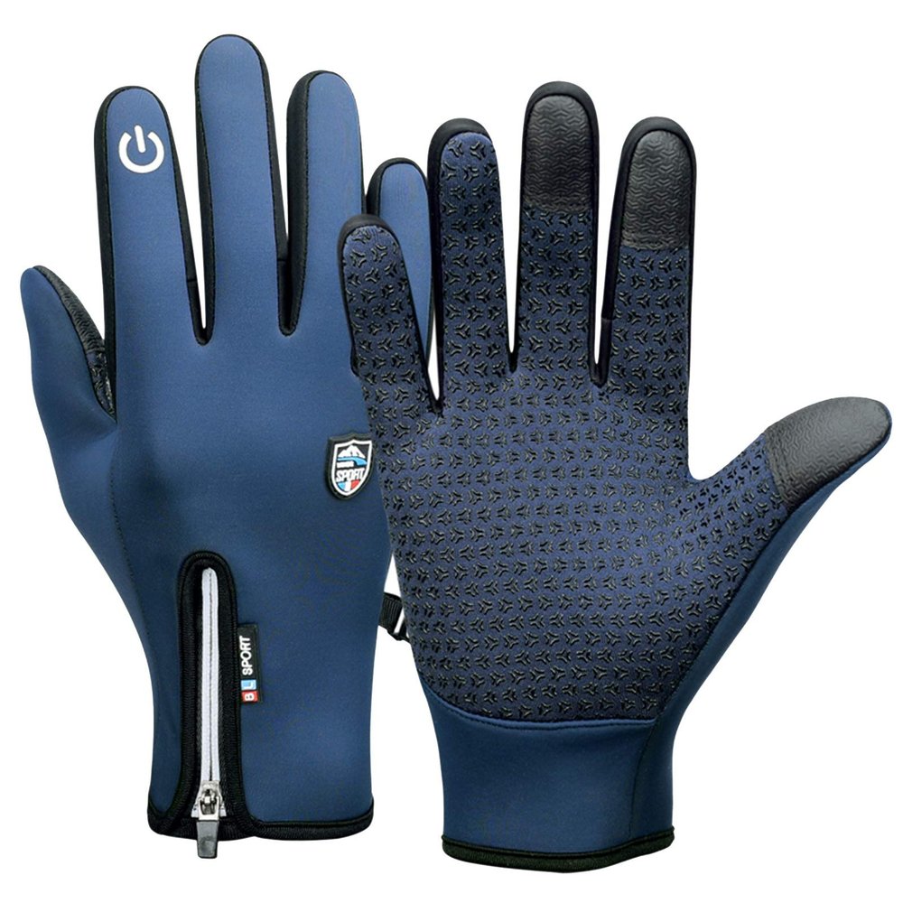 FUFU Gloves Mens Winter Gloves Whole Palm Touchscreen Knit Gloves with Anti-Slip SiliconeLightweight Snug-Fit (Color : Blue, Size : XL)