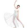 ODASDO Women Lyrical Dance Long Dress Modern Contemporary Dancewear Ballroom Costume Shiny Sequins Mesh Sweetheart Neckline Sleeveless Tank Bodysuit Leotard Tulle Maxi Skirt Overlay Dress White L view 1