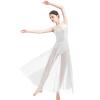 ODASDO Women Lyrical Dance Long Dress Modern Contemporary Dancewear Ballroom Costume Shiny Sequins Mesh Sweetheart Neckline Sleeveless Tank Bodysuit Leotard Tulle Maxi Skirt Overlay Dress White L view 3