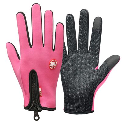 FUFU Gloves Winter Warm Gloves, Touchscreen Anti Slip Windproof Warm Thermal Gloves Cold Weather Driving Gloves Cycling Gloves (Color : Pink, Size : M)