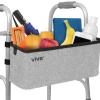 Vive Walker Basket Accessories Bag - Tray for Folding Walker with Water Cup Holder & Pockets - Universal Large Capacity Storage Container for Seniors, Elderly - Storage Mobility Aid Pouch (Gray) view 1