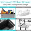 Vive Walker Basket Accessories Bag - Tray for Folding Walker with Water Cup Holder & Pockets - Universal Large Capacity Storage Container for Seniors, Elderly - Storage Mobility Aid Pouch (Gray) view 3