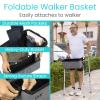 Vive Walker Basket Accessories Bag - Tray for Folding Walker with Water Cup Holder & Pockets - Universal Large Capacity Storage Container for Seniors, Elderly - Storage Mobility Aid Pouch (Gray) view 4