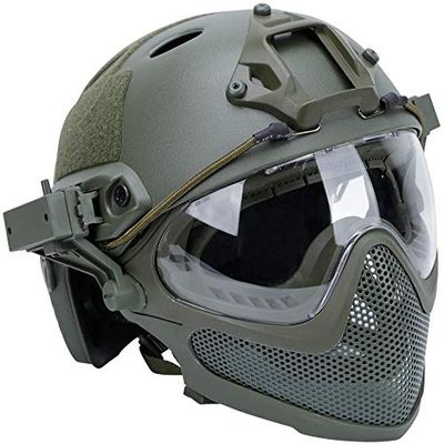 PJ Tactical Fast Helmet, Pilot Protective Helmet, Airsoft Paintball Helmet with Removable mask and Goggles
