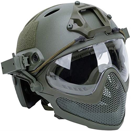 PJ Tactical Fast Helmet, Pilot Protective Helmet, Airsoft Paintball Helmet with Removable mask and Goggles