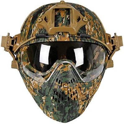 PJ Tactical Fast Helmet, Pilot Protective Helmet, Airsoft Paintball Helmet with Removable mask and Goggles