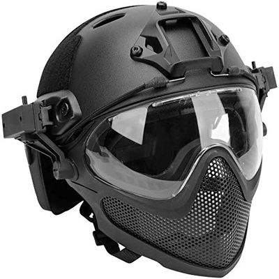 PJ Tactical Fast Helmet, Pilot Protective Helmet, Airsoft Paintball Helmet with Removable mask and Goggles