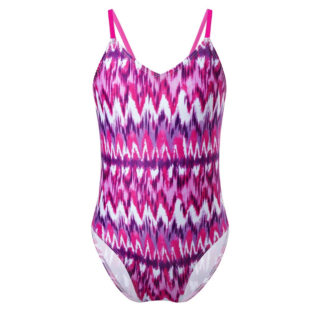 Moily Kids Girls Spaghetti Straps Tie Dye Wave One Piece Swimsuit Beach Sports Swimwear Bathing Suit Rose_Red 3T