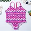 Moily Kids Girls Spaghetti Straps Tie Dye Wave One Piece Swimsuit Beach Sports Swimwear Bathing Suit Rose_Red 3T view 3
