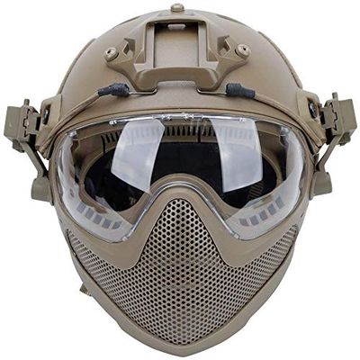 PJ Tactical Fast Helmet, Pilot Protective Helmet, Airsoft Paintball Helmet with Removable mask and Goggles