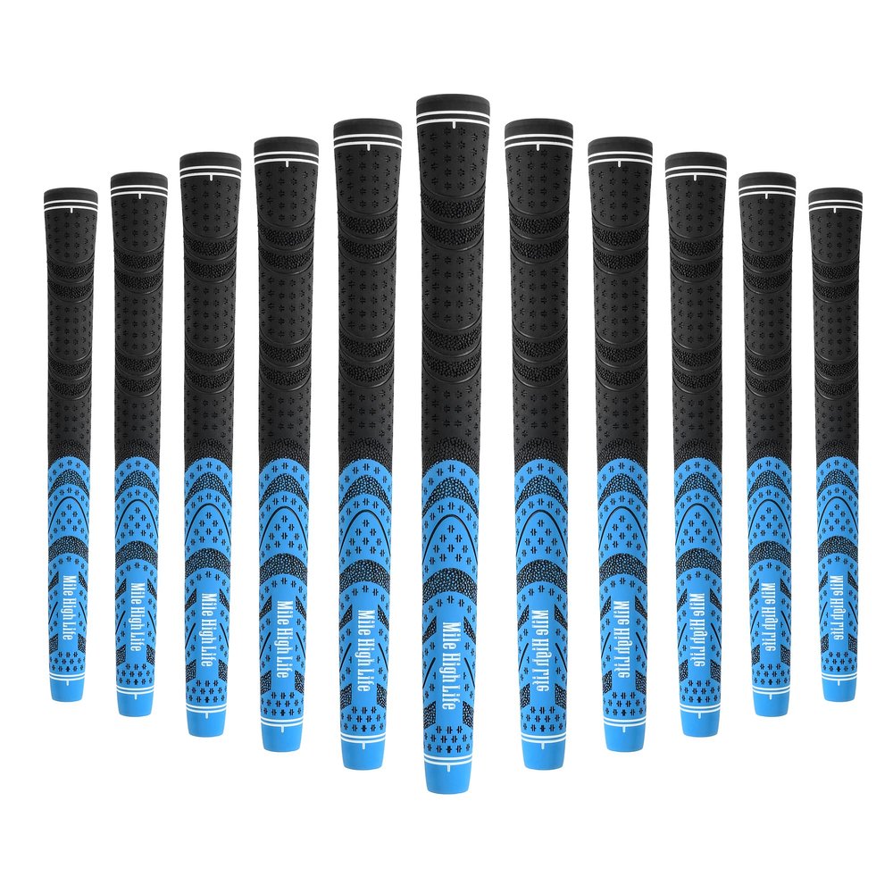 Mile High Life Golf Grips - 13 Pack Standard Size, Soft Rubber All-Weather Golf Club Grips - High Performance, Traction & Comfort - Blue Golf Grip for Men & Women (Set of 13)