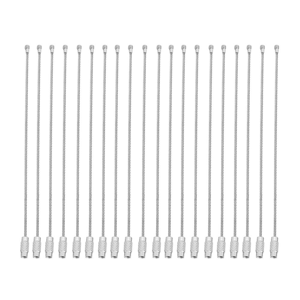 GLOGLOW Wire Keychain, 20Pcs/Bag 5.9Inch Silver Heavy Duty Stainless Steel Wire Keychains Cable Rope Key Ring with Screw Locking for Outdoor Hiking Home Car Keys