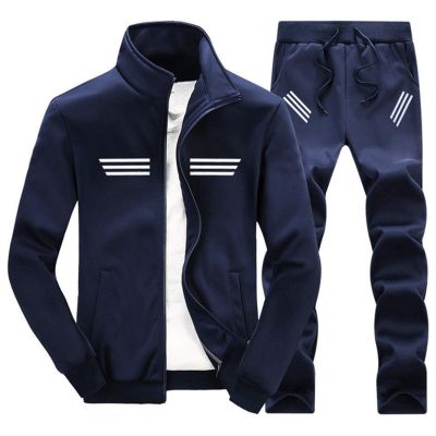 xzbailisha Men's 2 Piece Outfits Casual Track Suit Long Sleeve Jacket Coat & Pant Jogger Set Blue
