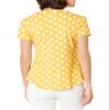 Star Vixen Women's Short Sleeve Babydoll Top with V Neck, Yellow White dot, S view 2