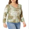 Star Vixen Womens Long Sleeve V Neck Top with Ruched Side Detail